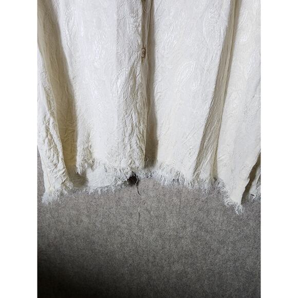 ZARA Cream Paisley Textured Fringe Career Casual Night Out Button Up Top SZ XL - Picture 5 of 10